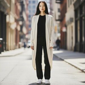 Neiman Marcus: Open Front, Long Line Cardigan